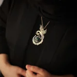 گردنبند دست ساز برنج و عقیق سبز