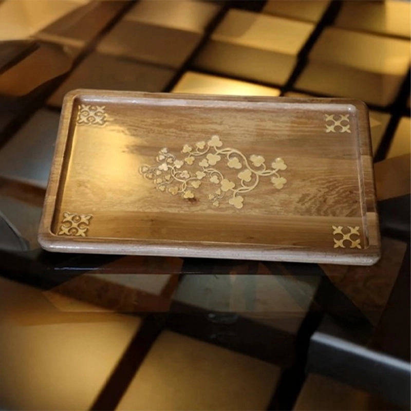 سینی چوبی معرق کاری با نقش گل و اسلیمی