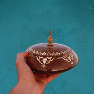 ظرف چوبی درب‌ دار معرق کاری طراحی سنتی