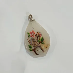 گردنبند سنگ طبیعی دست‌ ساز طرح مرغ خیال