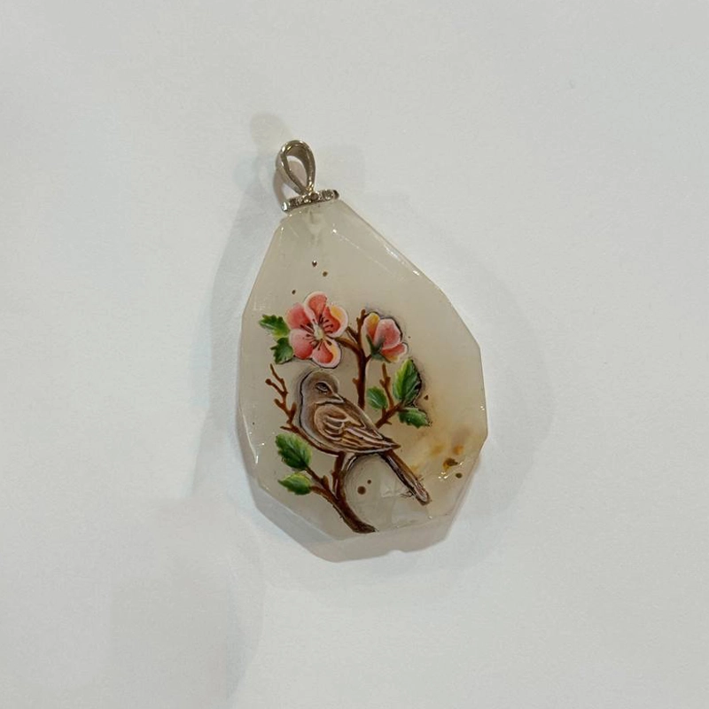 02-handmade-natural-stone-necklace گردنبند سنگ طبیعی دست ساز طرح مرغ خیال