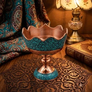 آجیل خوری فیروزه کوبی مسی دست‌ ساز