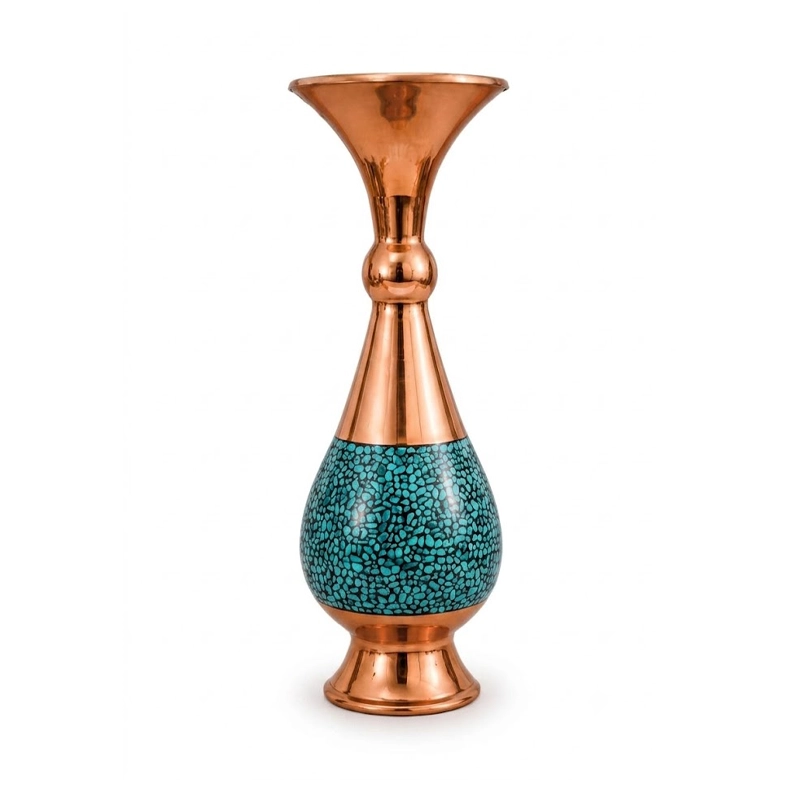 03-handmade-turquoise-copper-vase گلدان فیروزه کوبی مسی طرح آسمان فیروزه
