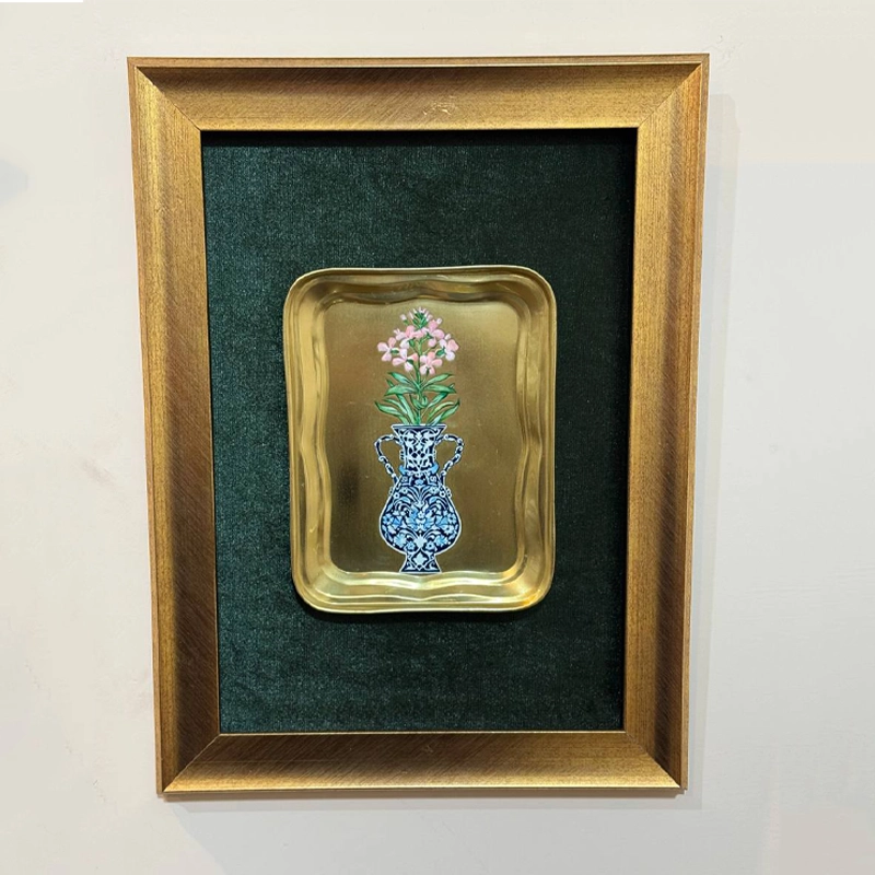 تابلو دیواری برنجی طرح گلدان خیالی