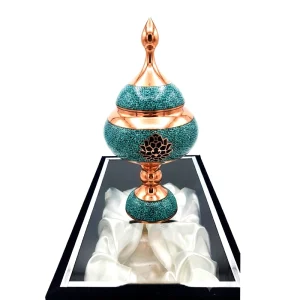 شکلات خوری فیروزه کوبی مسی طرح گل نیلوفر