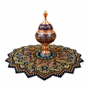ست رومیزی پته و شکلات‌ خوری مس پرداز طرح شکوه پارسی