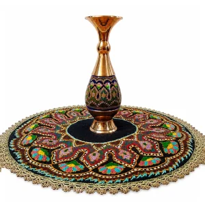 ست رومیزی پته و گلدان مس پرداز طرح نگارستان ایرانی