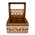 شکلات خوری پته دوزی چوبی طرح ترنج رنگین