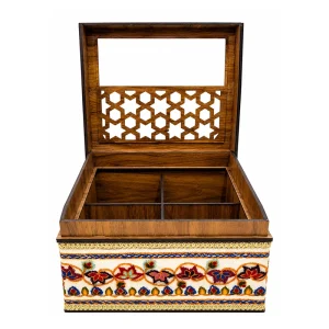 شکلات خوری پته دوزی چوبی طرح ترنج رنگین