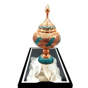 شکلات خوری فیروزه کوبی مسی طرح ترنج فیروزه
