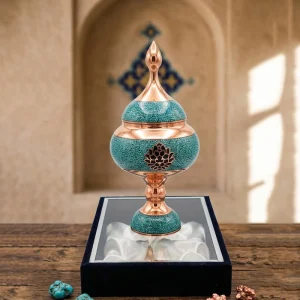 شکلات خوری فیروزه کوبی مسی طرح گل نیلوفر