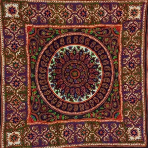 رومیزی (تابلو) پته‌ دوزی طرح چهاربوته بازوبندی