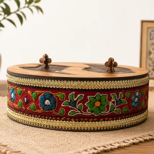 اردو خوری چوبی پته دوزی 2 خانه طرح گل‌نگار
