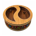 اردو خوری چوبی پته دوزی 2 خانه طرح گل‌نگار