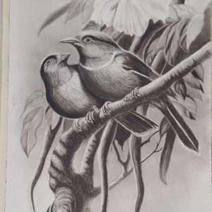 تابلو نقاشی سیاه قلم طرح پرنده مهاجر