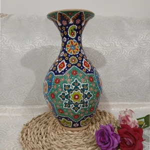 گلدان میناکاری سفالی طرح اسلیمی