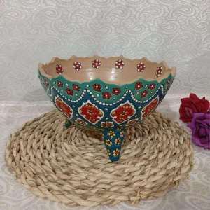 آجیل خوری سه پایه میناکاری سفالی نقش اصیل ایرانی
