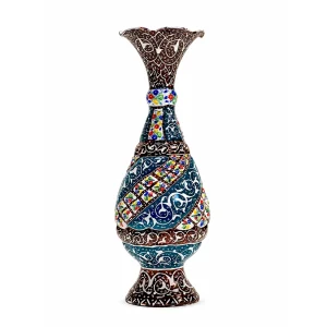 گلدان میناکاری مسی طرح اسلیمی