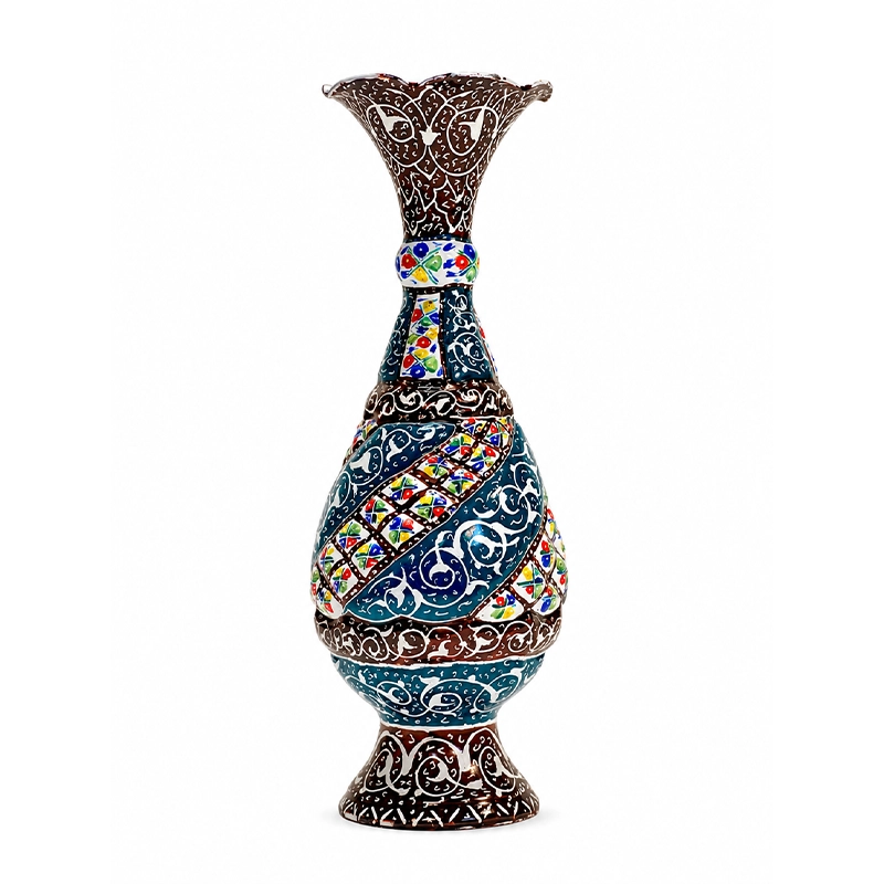01-handmade-copper-mina-vase-eslimi گلدان میناکاری مسی طرح اسلیمی