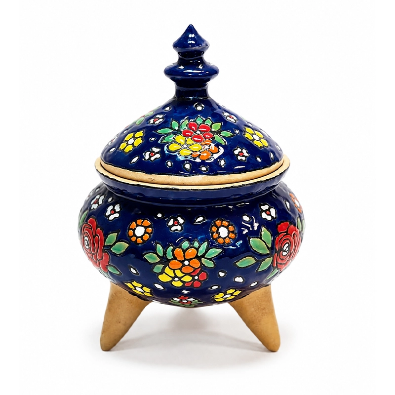 01-handmade-enamel-pottery-candy-dish شکلات خوری میناکاری سفالی طرح آسمان لاجوردی