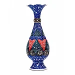 گلدان میناکاری مسی طرح ترنج آبی عشق