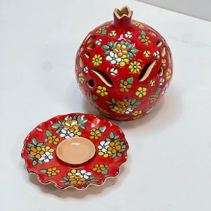 جاشمعی میناکاری سفالی طرح گلستان سرخ
