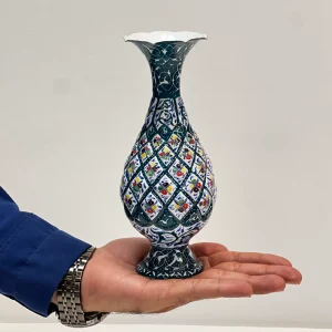 گلدان میناکاری مسی طرح نگارستان آبی