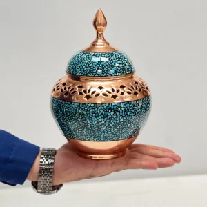 شکلات خوری فیروزه کوبی مسی طرح ترنج فیروزه