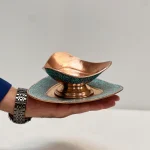 ست آجیل خوری فیروزه کوبی مسی با بشقاب طرح فیروزه‌نشان