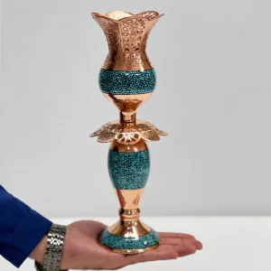 شمعدان فیروزه کوبی مسی طرح فیروزه‌افروز